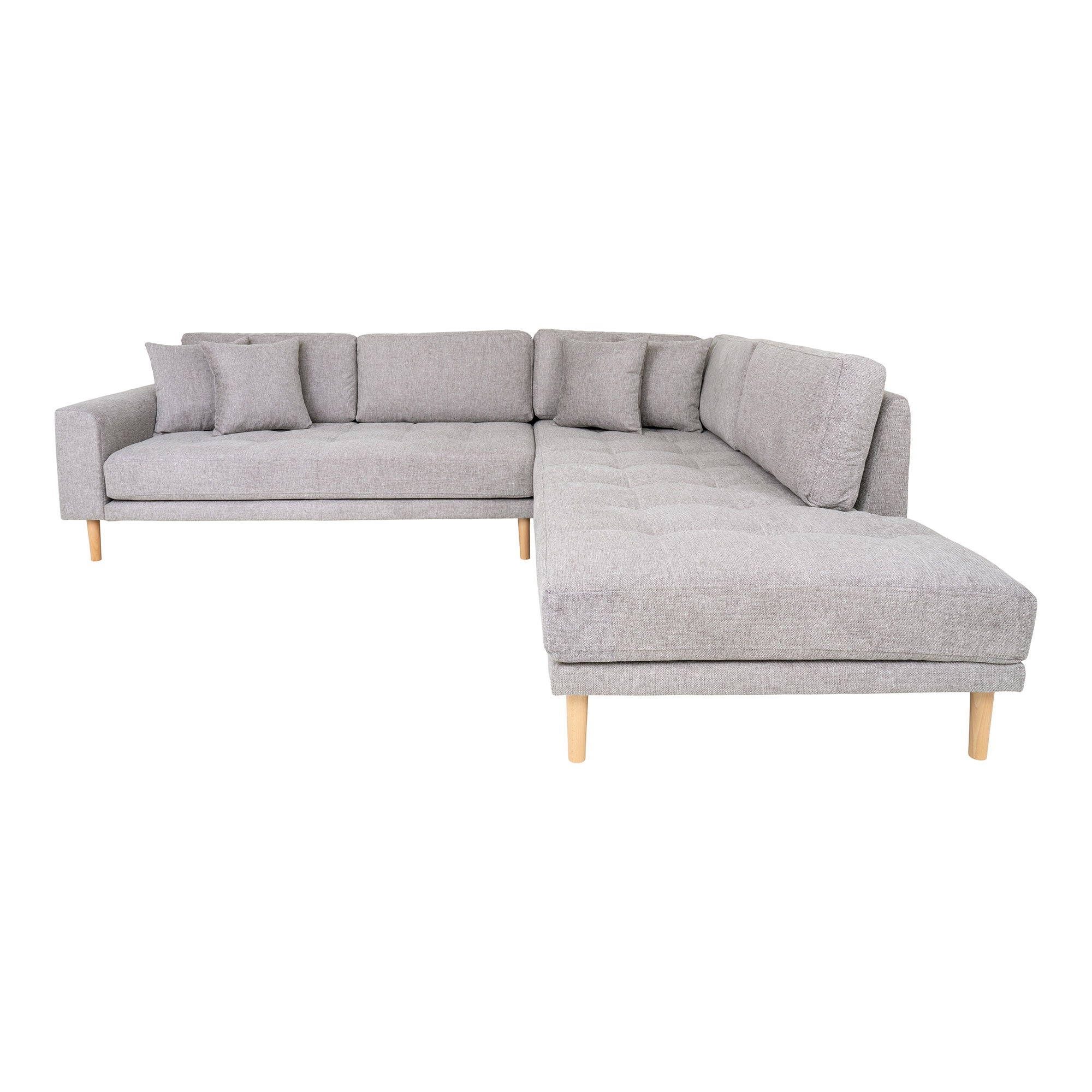 Lido – Ecksofa mit offenem Ende, rechtsbündig, schwarze Holzbeine, 92–220 × 257 × 76 cm